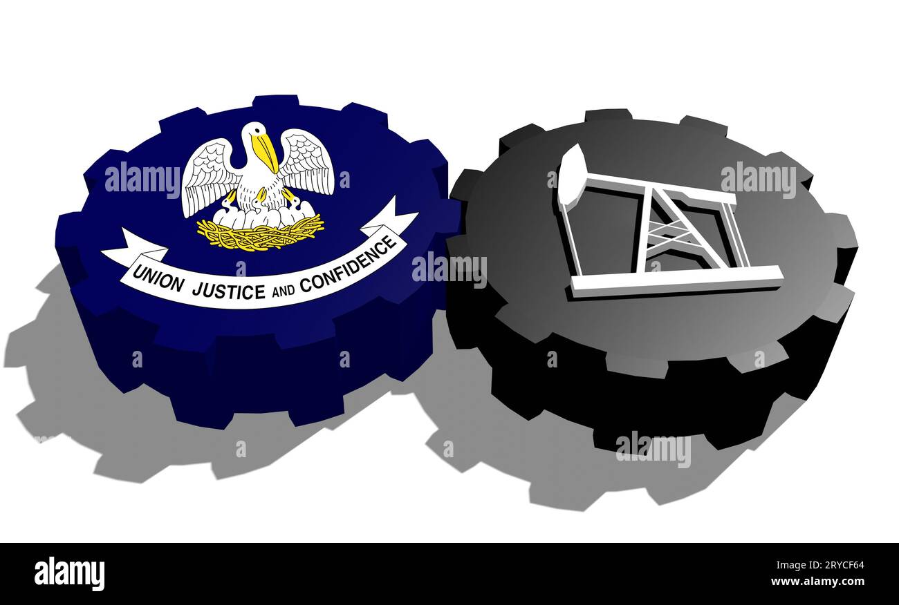 Ingranaggio con pompa dell'olio stampigliato con bandiera della Louisiana Foto Stock