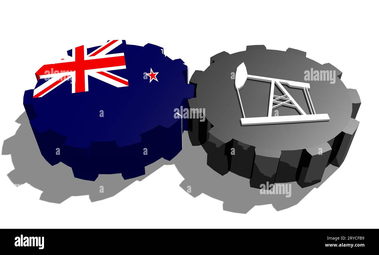 Ingranaggio con pompa dell'olio stampigliato dalla bandiera neozelandese Foto Stock