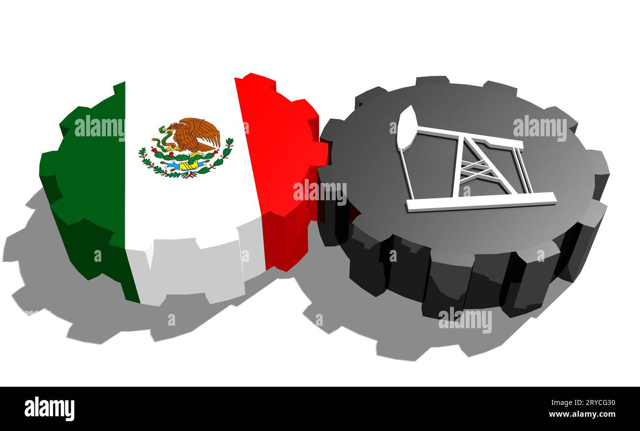 Ingranaggio con pompa dell'olio stampigliato dalla bandiera del Messico Foto Stock