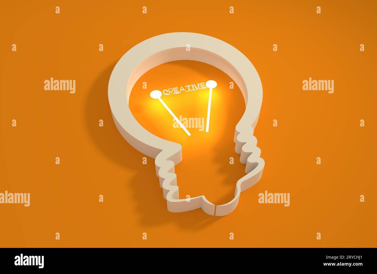 Icona 3d della lampada. Testo creativo Foto Stock