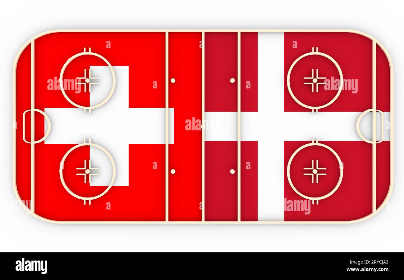 Svizzera contro Danimarca. Gara di hockey su ghiaccio 2016 Foto Stock