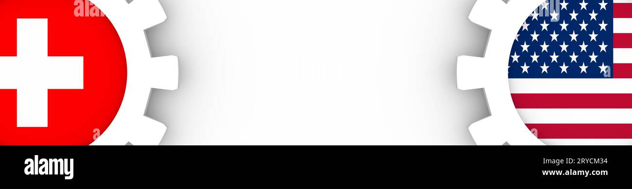 Banner Web, la testata modello di impaginazione. Politico e di relazioni economiche tra gli Stati Uniti e la Svizzera Foto Stock