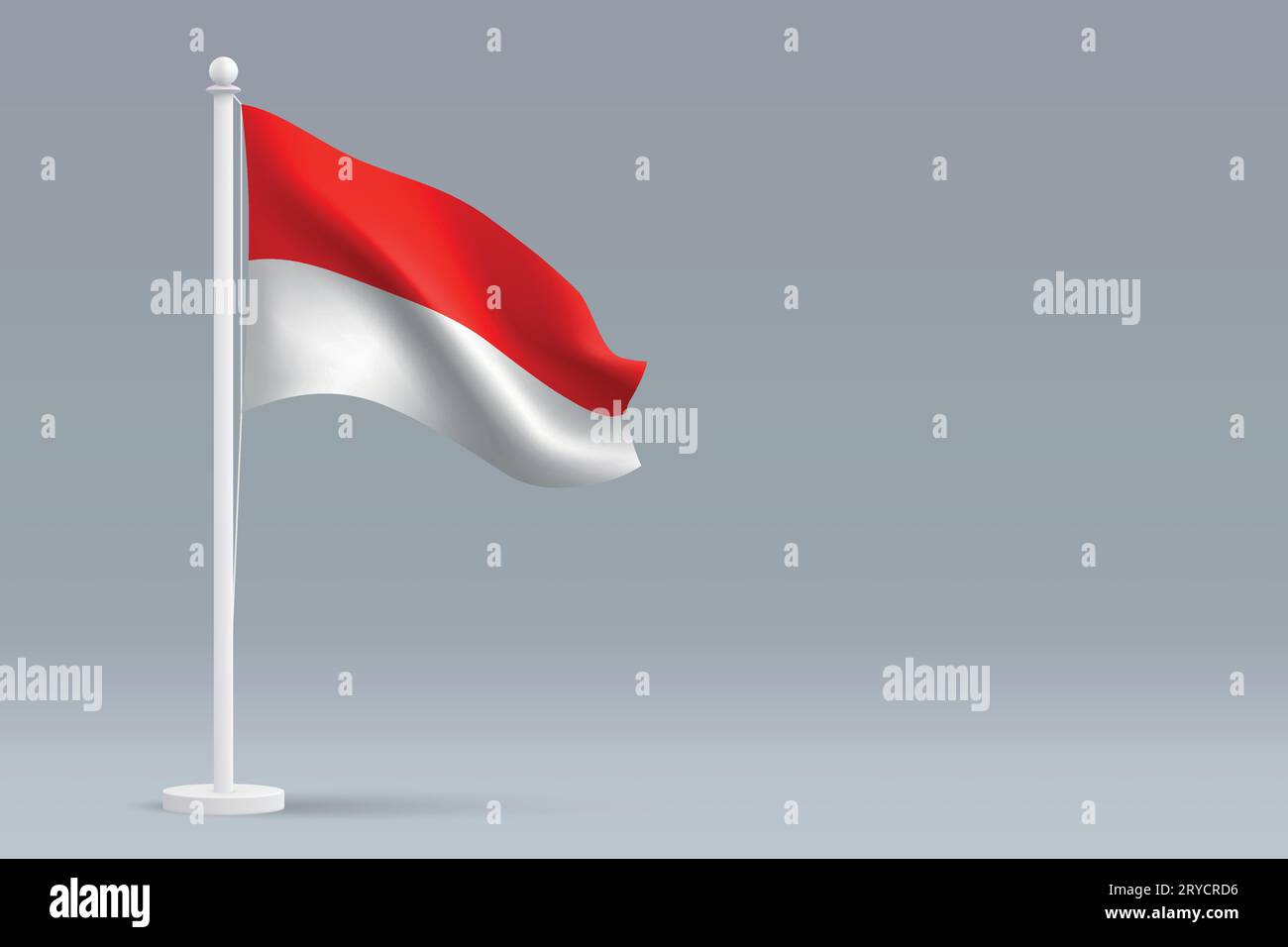 Bandiera nazionale indonesiana realistica 3d isolata su sfondo grigio con spazio copioso Illustrazione Vettoriale
