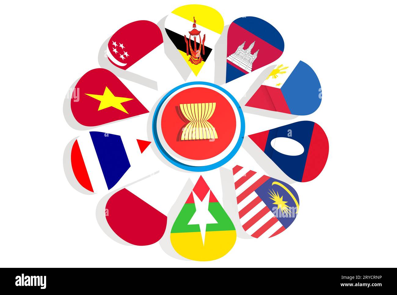 L'ASEAN europea membri bandiere nazionali Foto Stock