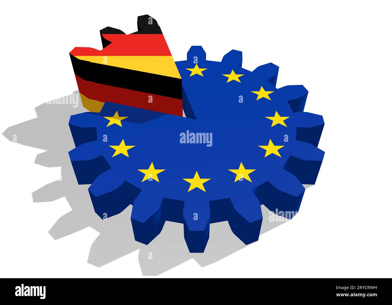 Bandiera dell'Unione europea sull'ingranaggio, Germania come parte della ruota dentata Foto Stock
