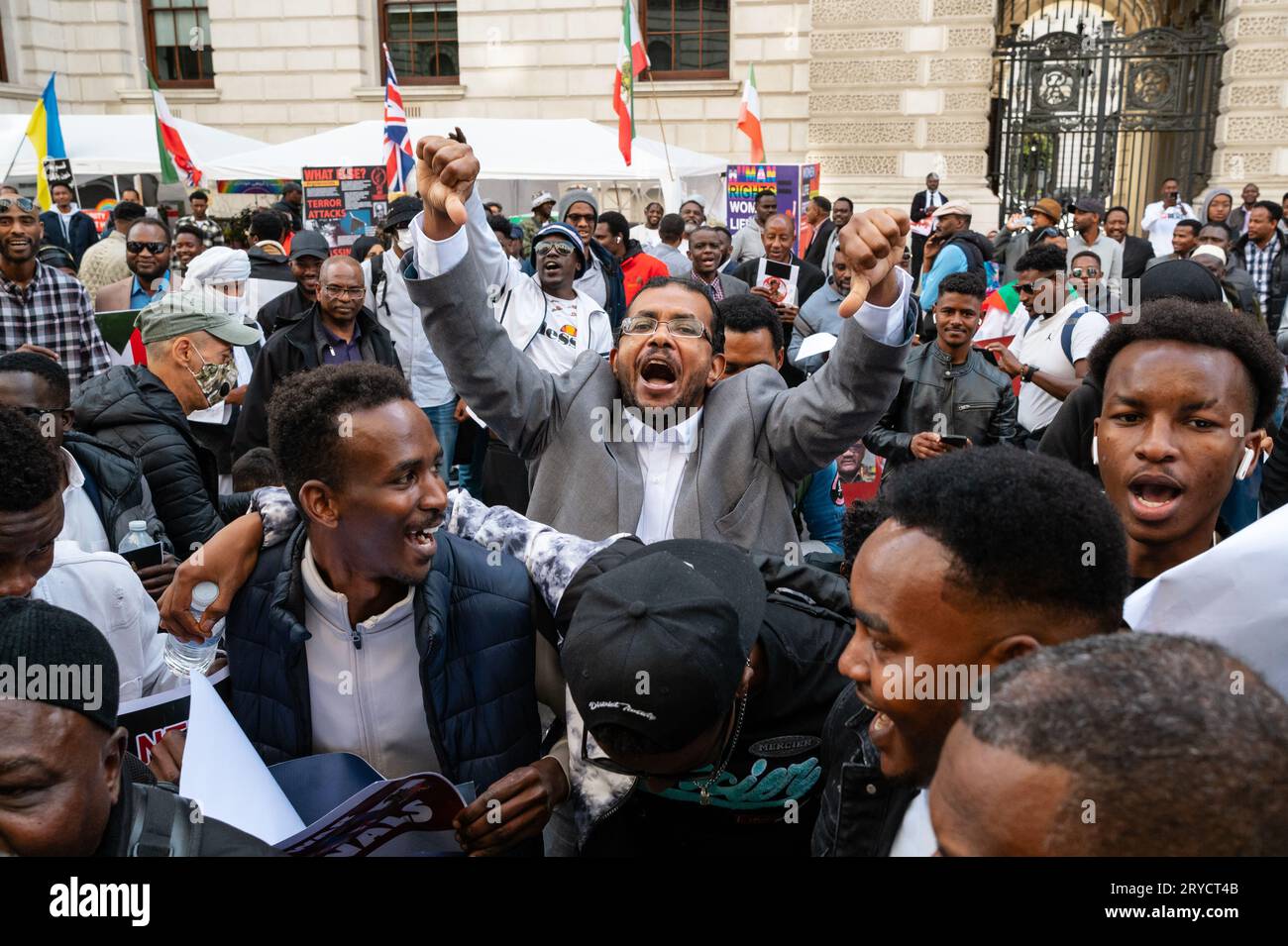 Londra, Regno Unito. 30 settembre 2023. Raduno sudanese fuori dal Ministero degli Esteri, contro la guerra civile in Sudan. Crediti: Andrea Domeniconi/Alamy Live News Foto Stock