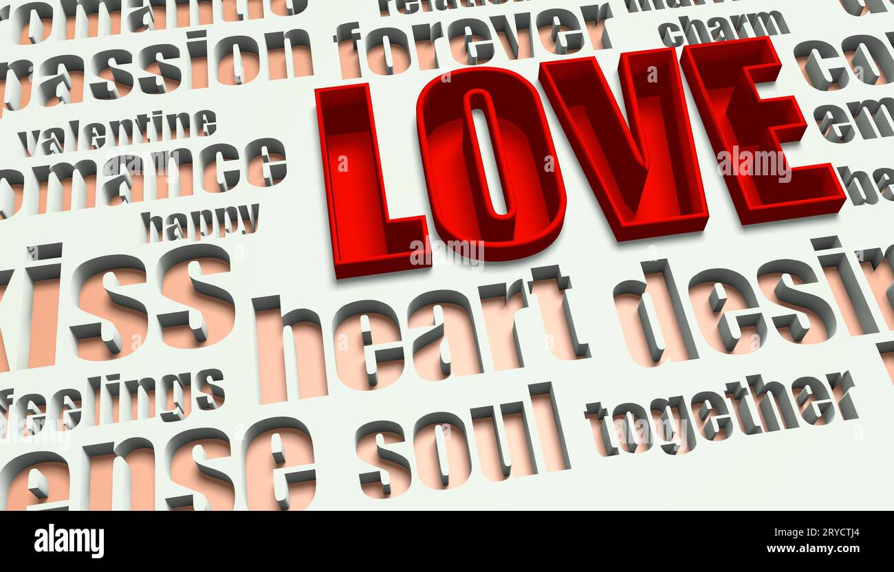 Parole d'amore superficie di rilievo nuvola Foto Stock