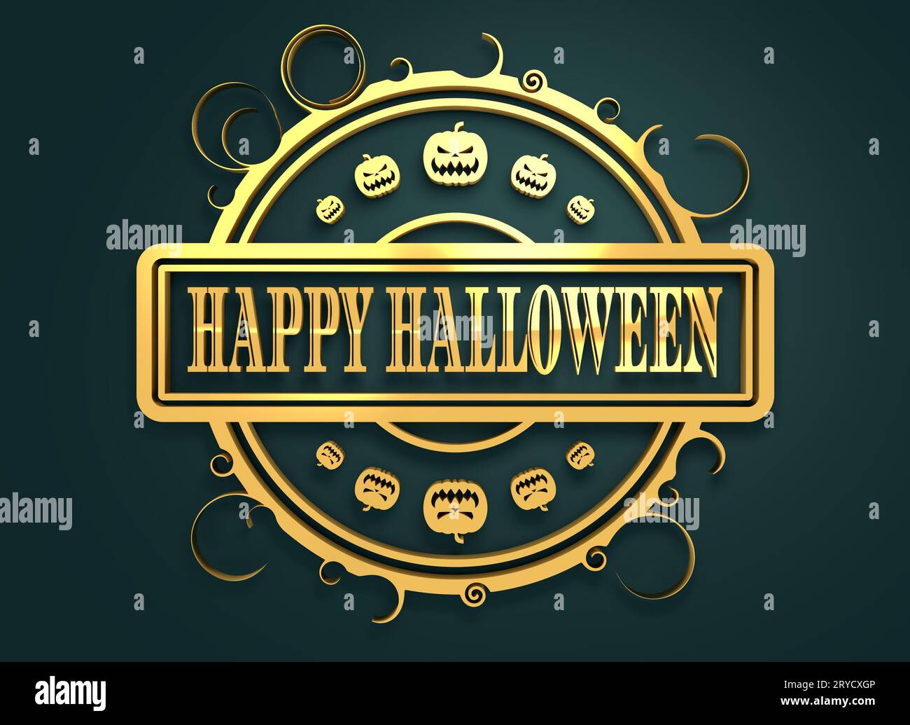 Timbro inciso con happy Halloween testo Foto Stock