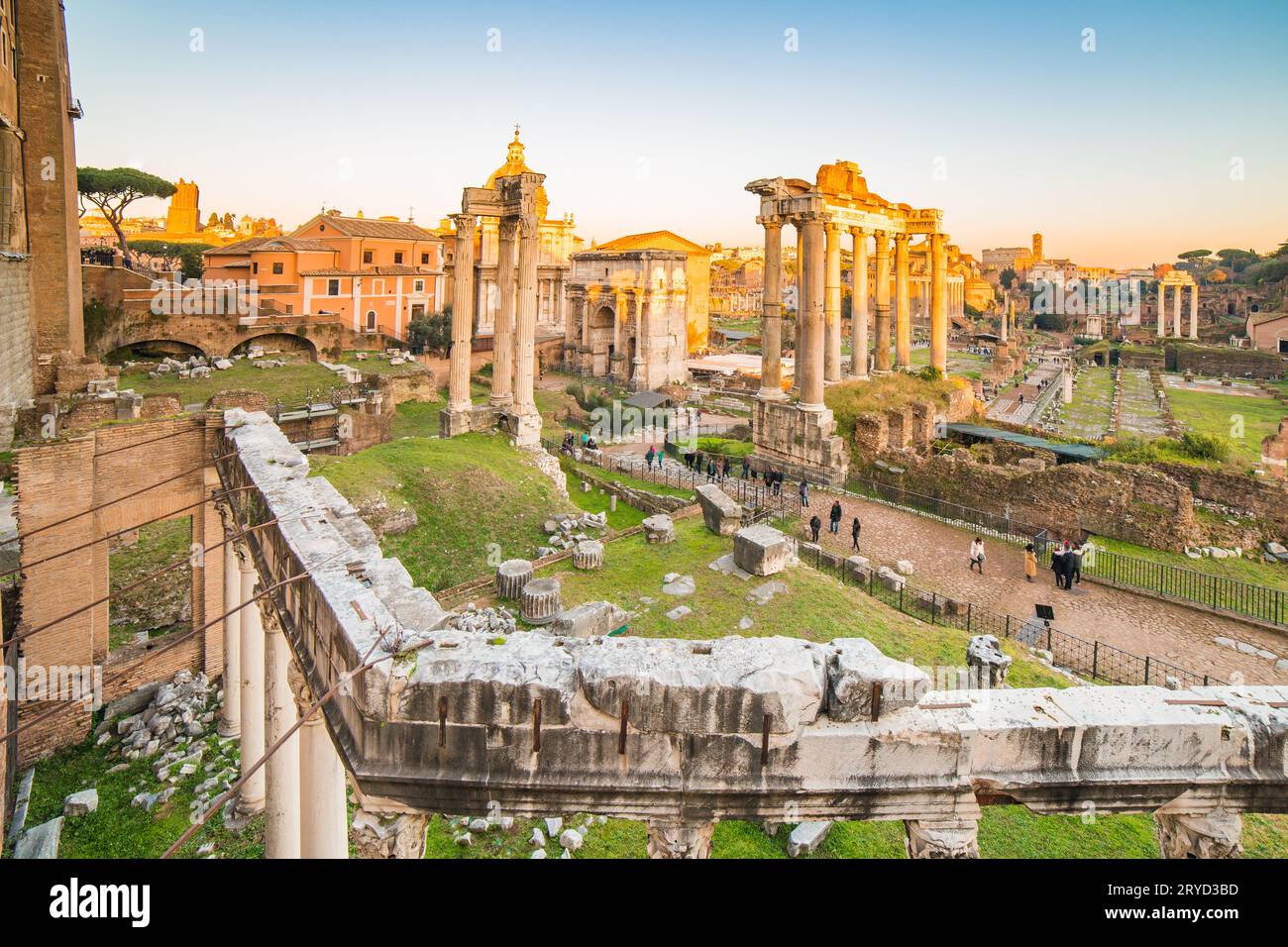 Antiche rovine del foro Romano Foto Stock