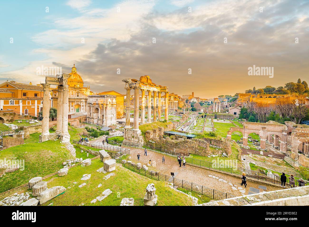 Antiche rovine del foro Romano Foto Stock
