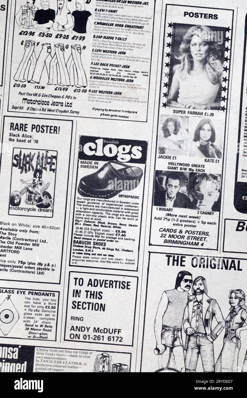 Advertit for Clothing in 1970s Issue di NME New Musical Express Music Paper Foto Stock