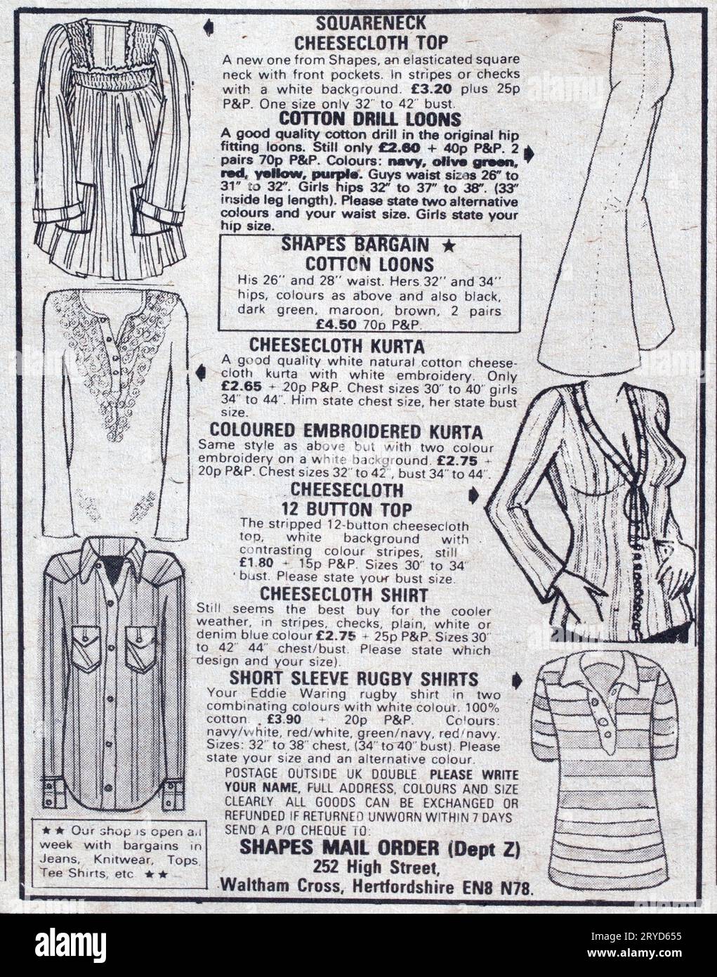 Advertit for Clothing 1970s Issue di NME New Musical Express Music Paper Foto Stock