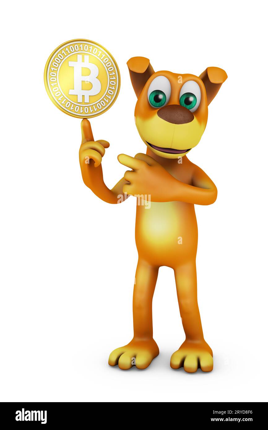 Cane con bitcoin Foto Stock
