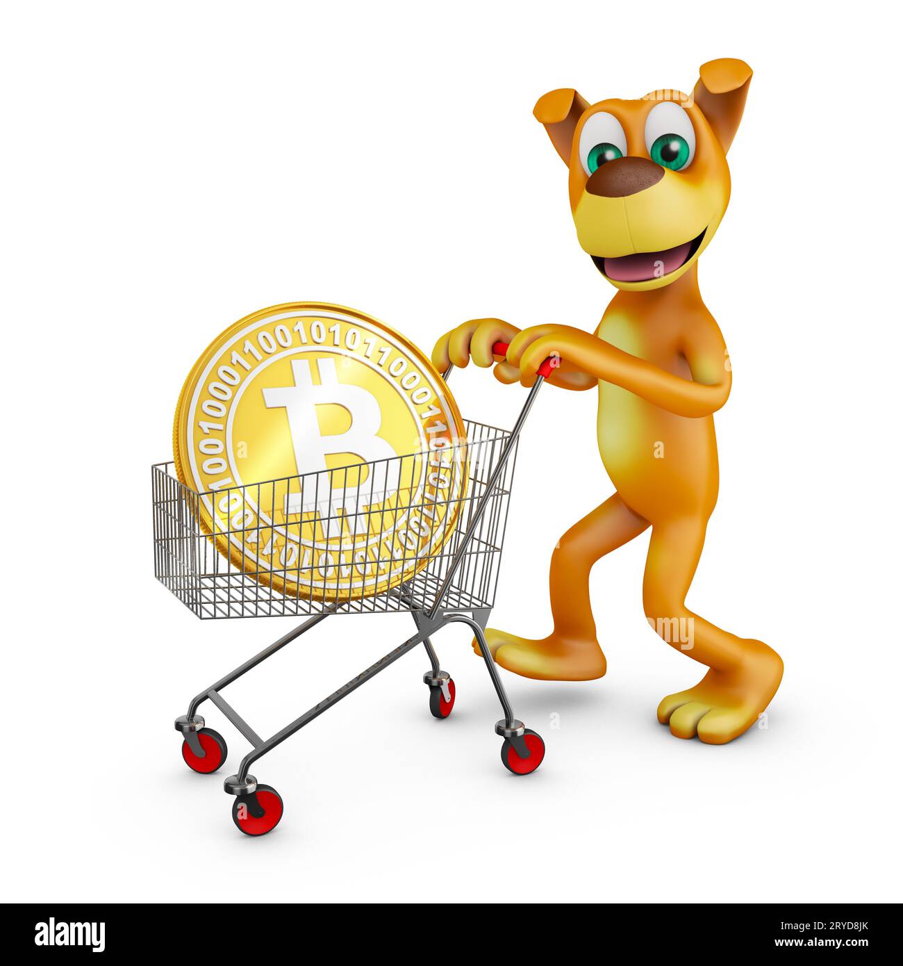 Cane con bitcoin Foto Stock