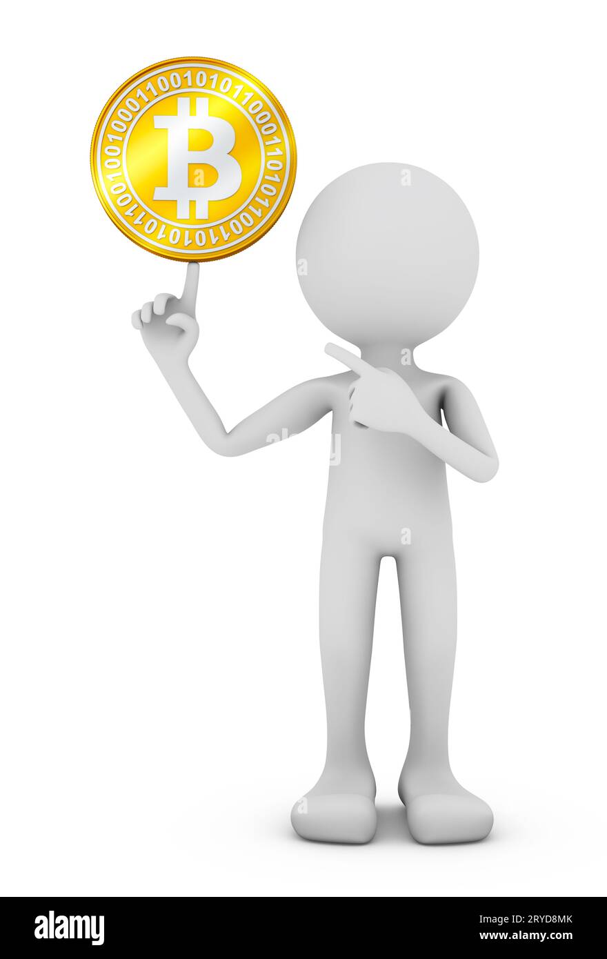 Uomo con bitcoin Foto Stock