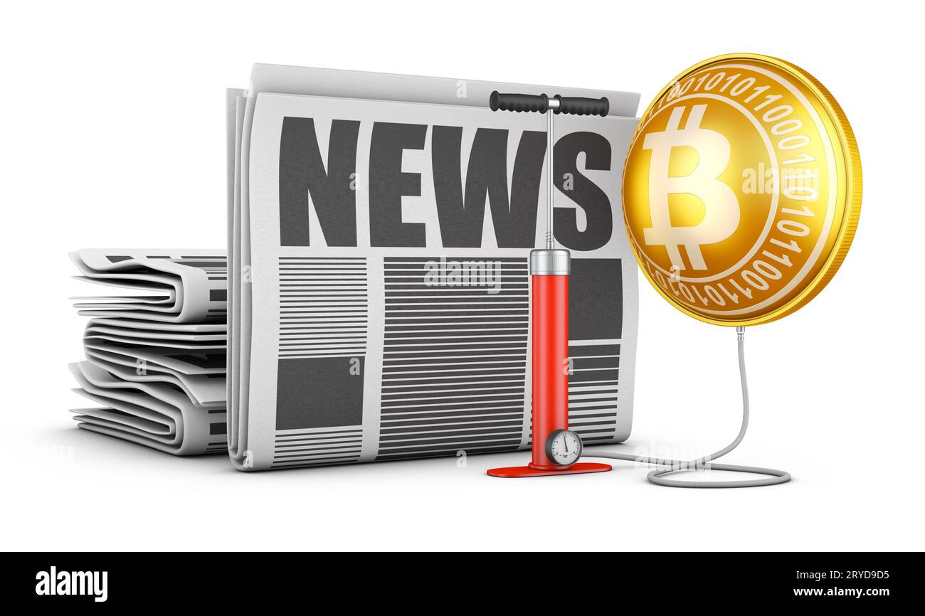 Giornale e bitcoin Foto Stock