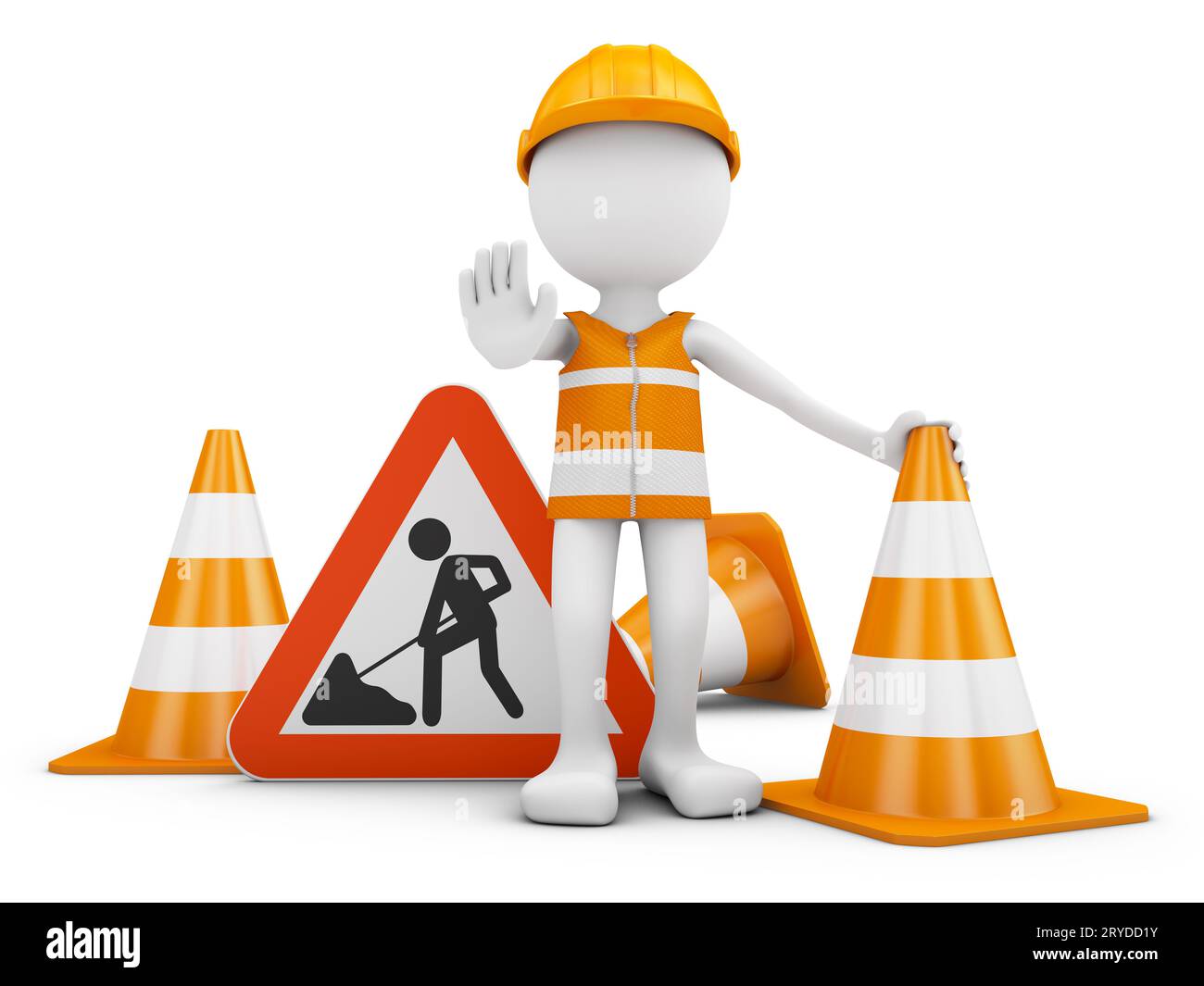 Lavoratore di strada e firmare Foto Stock