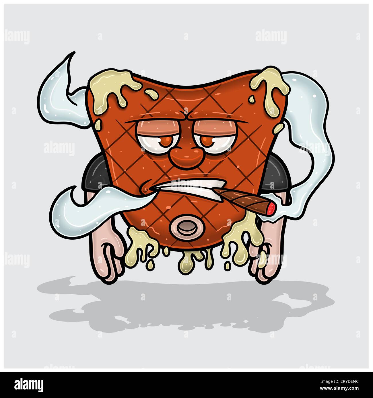 Mascotte Cartoon of Meat Steak with Smooking. Illustrazioni vettoriali Illustrazione Vettoriale