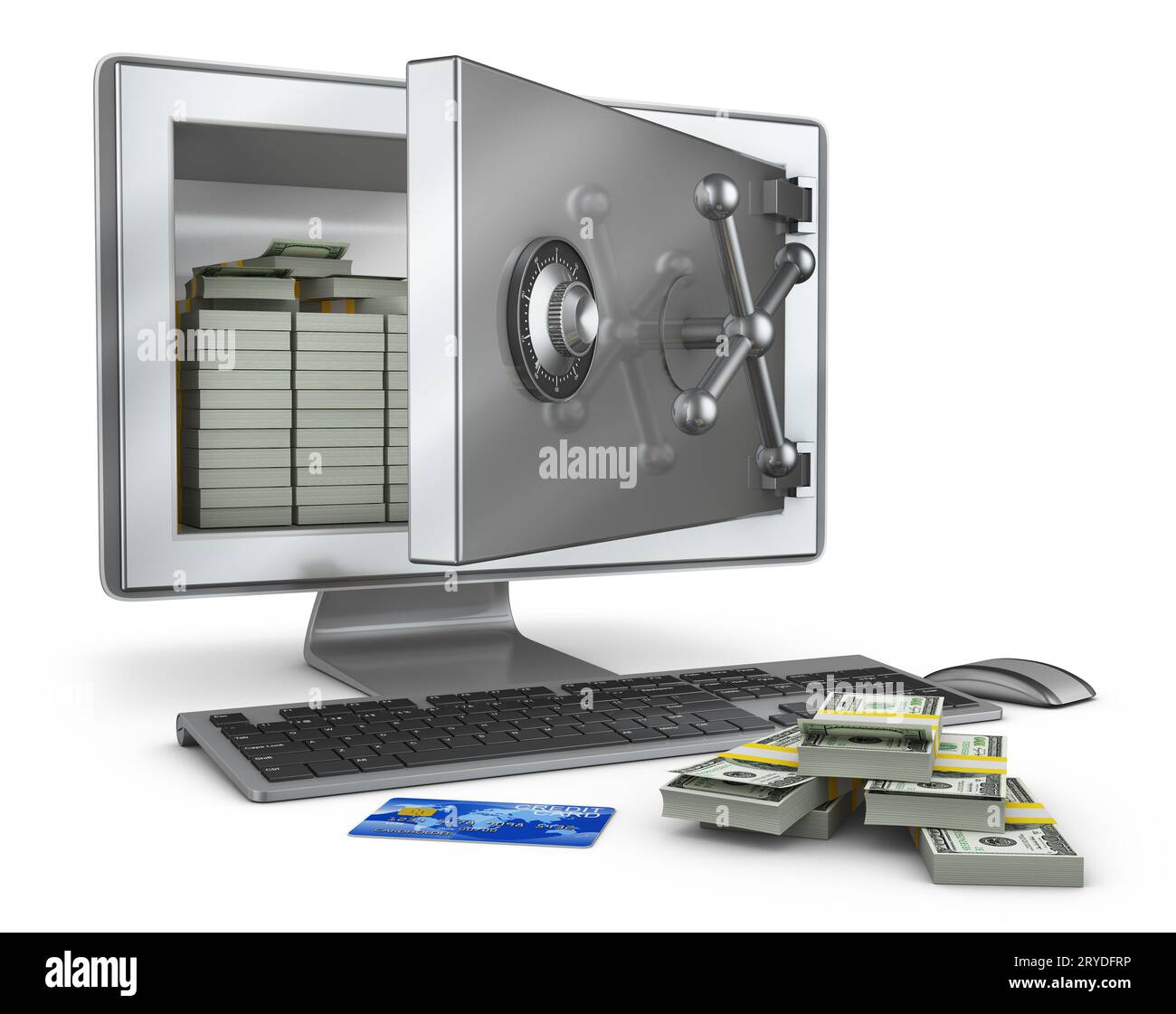 Schermo con cassaforte aperta Foto Stock