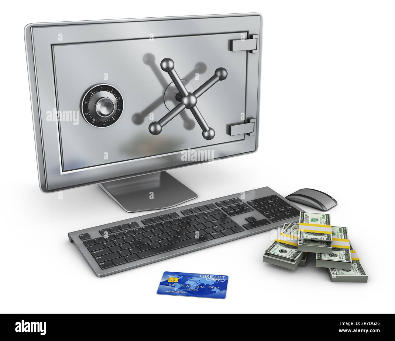 Personal computer e cassaforte Foto Stock