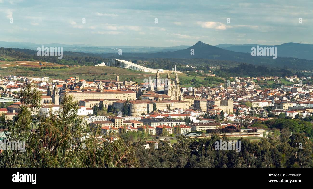 Santiago de Compostela, vista panoramica dall'alto Foto Stock