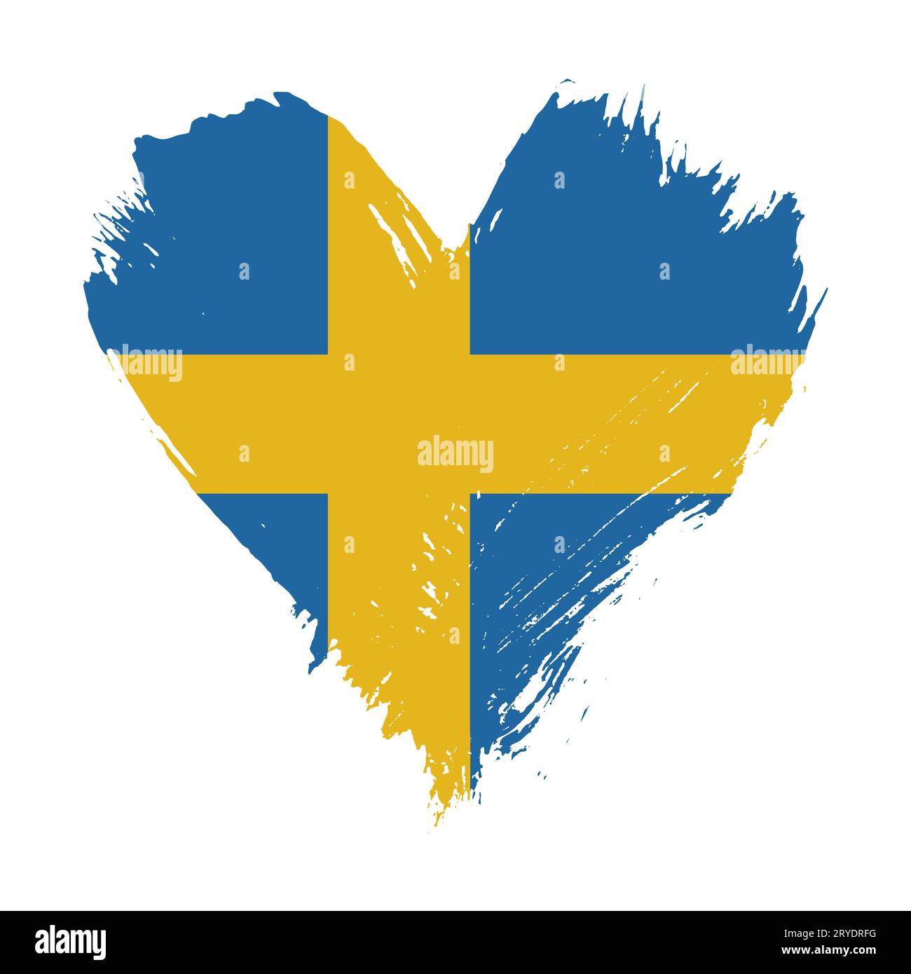 Bandiera della Svezia dipinta con pennellate Foto Stock