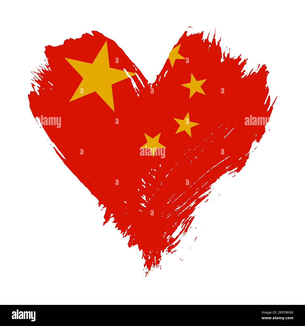 Bandiera della Cina dipinta con pennellate Foto Stock