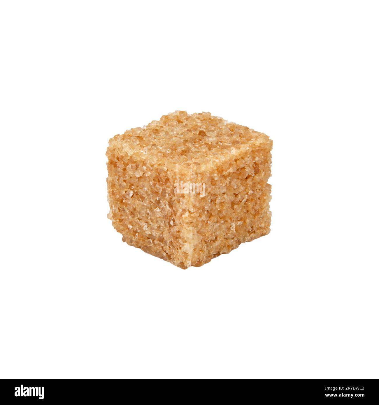 Chiudere una cubetta di zucchero di canna isolata su bianco Foto Stock
