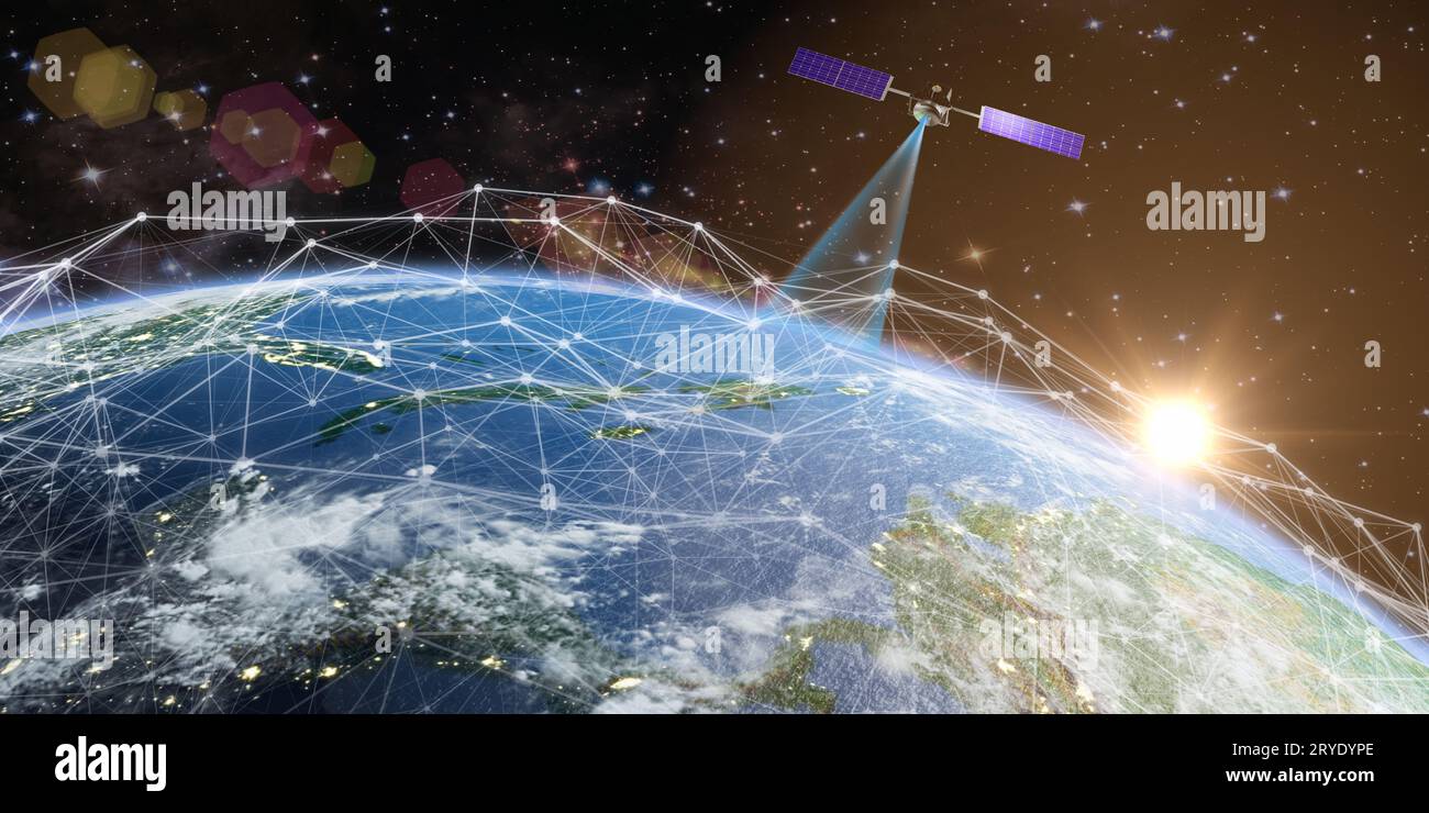 Satellite trasmette un segnale Foto Stock