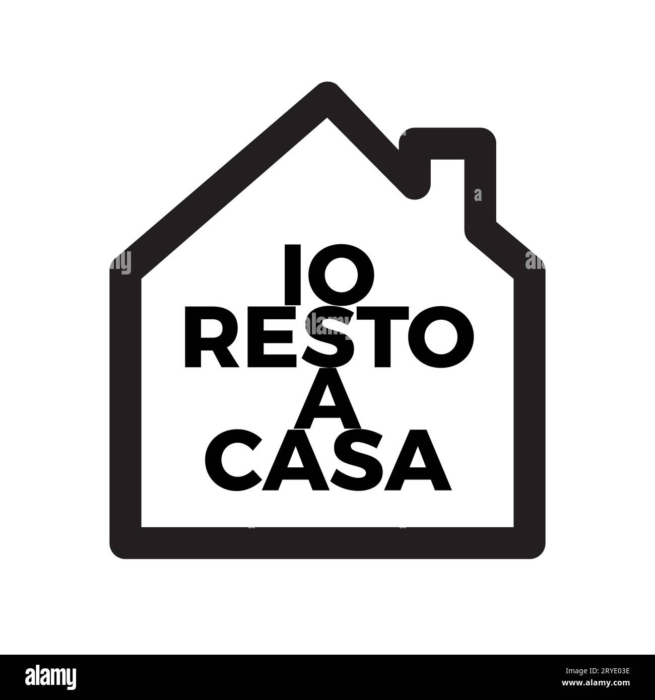 Icona Home con messaggio italiano Stay at Home per attirare l'attenzione sul blocco del virus COVID-19 da coronavirus Foto Stock