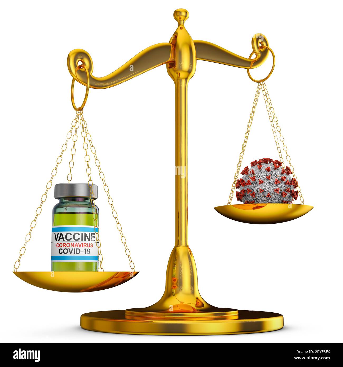 Bilance con vaccino e coronovirus Foto Stock