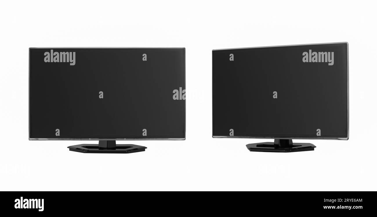 TV su sfondo bianco Foto Stock