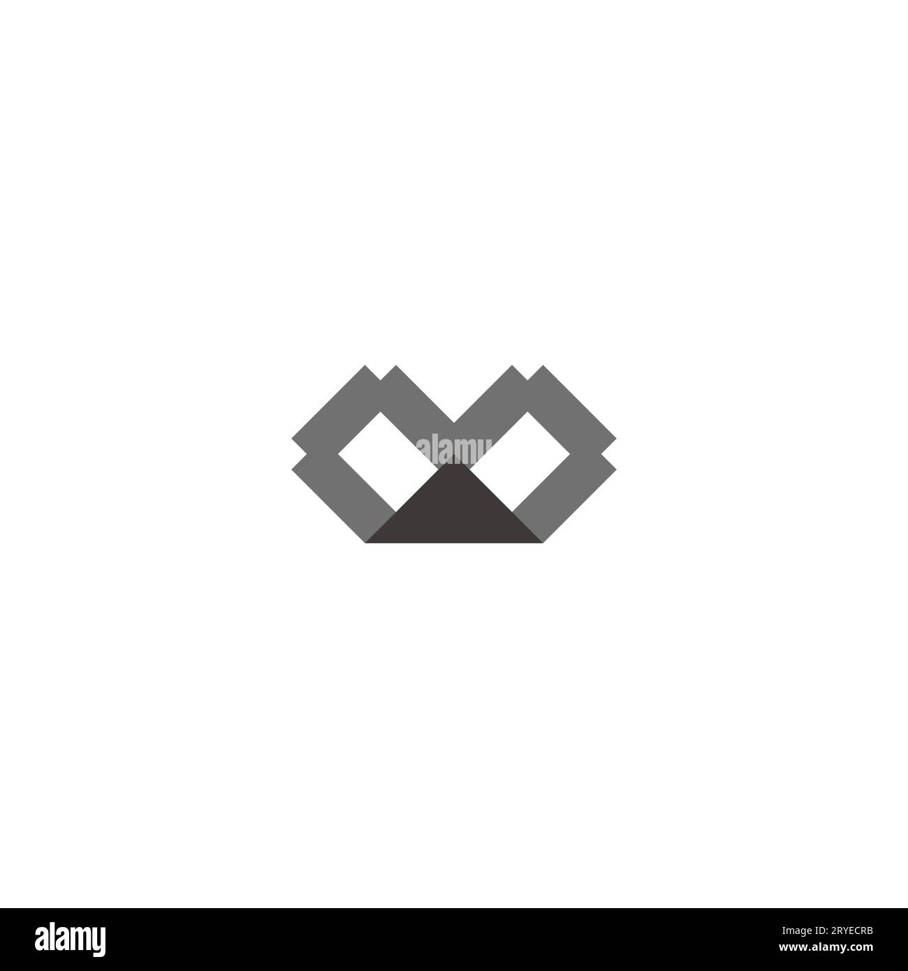 vettore logo pixel geometrico con triangolo lettera m. Illustrazione Vettoriale