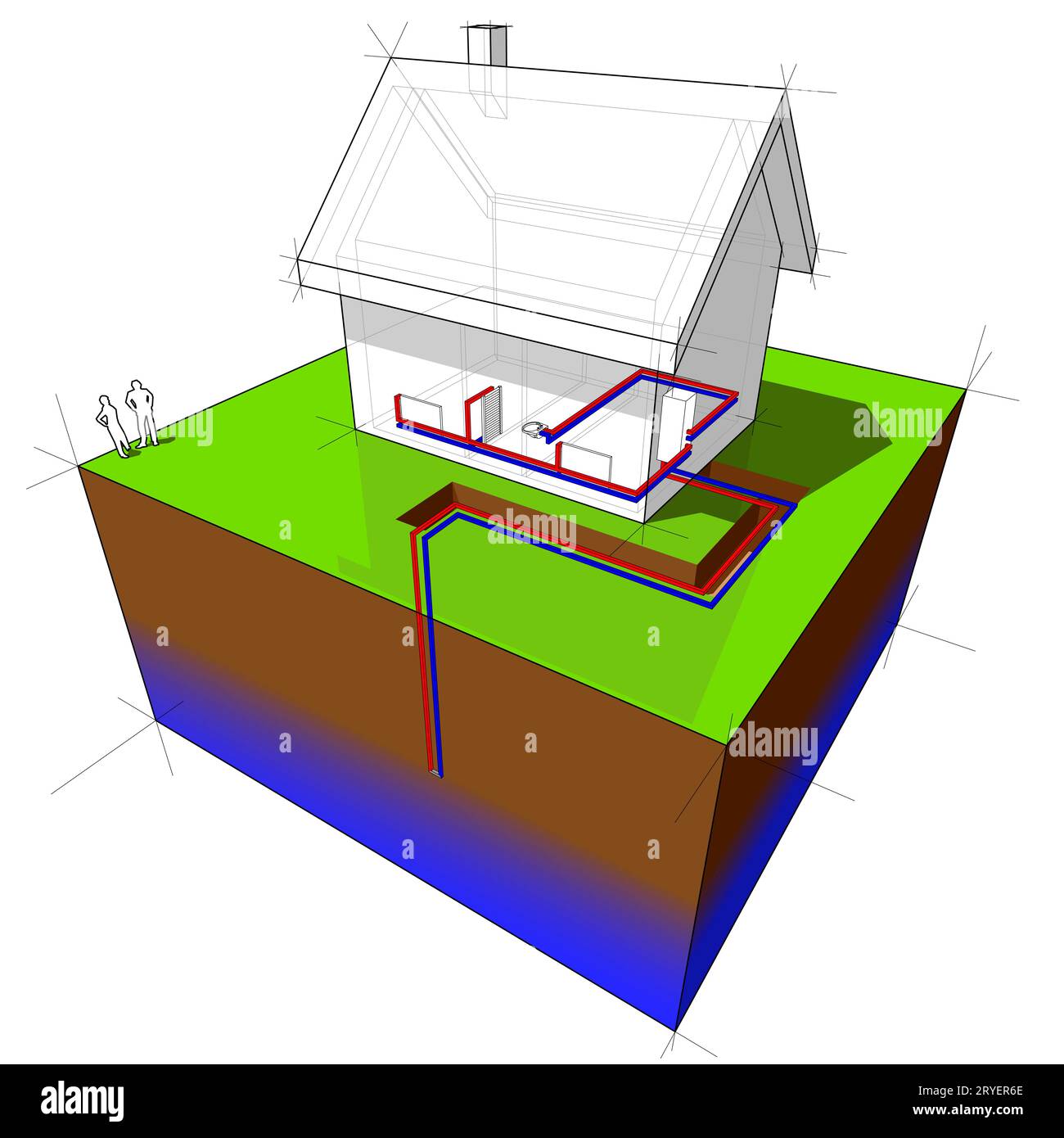 Diagramma della pompa di calore geotermica Foto Stock