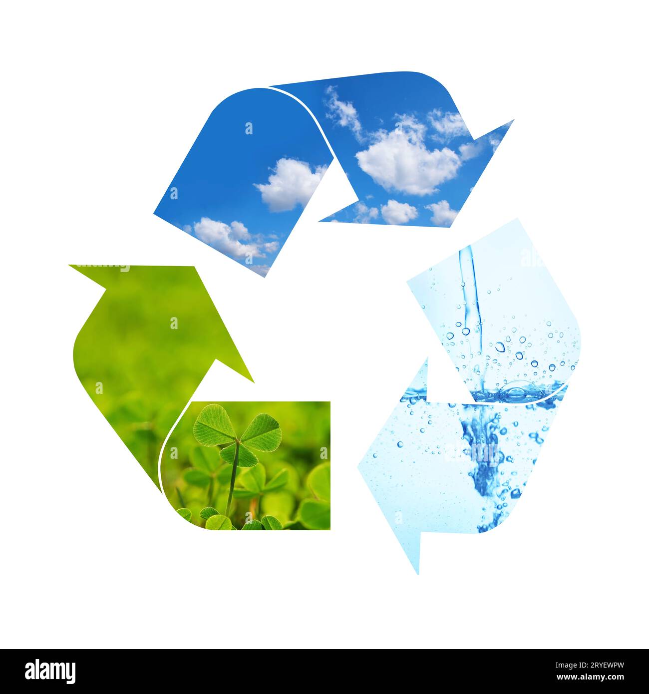 Illustrazione simbolo di riciclaggio degli elementi naturali Foto Stock