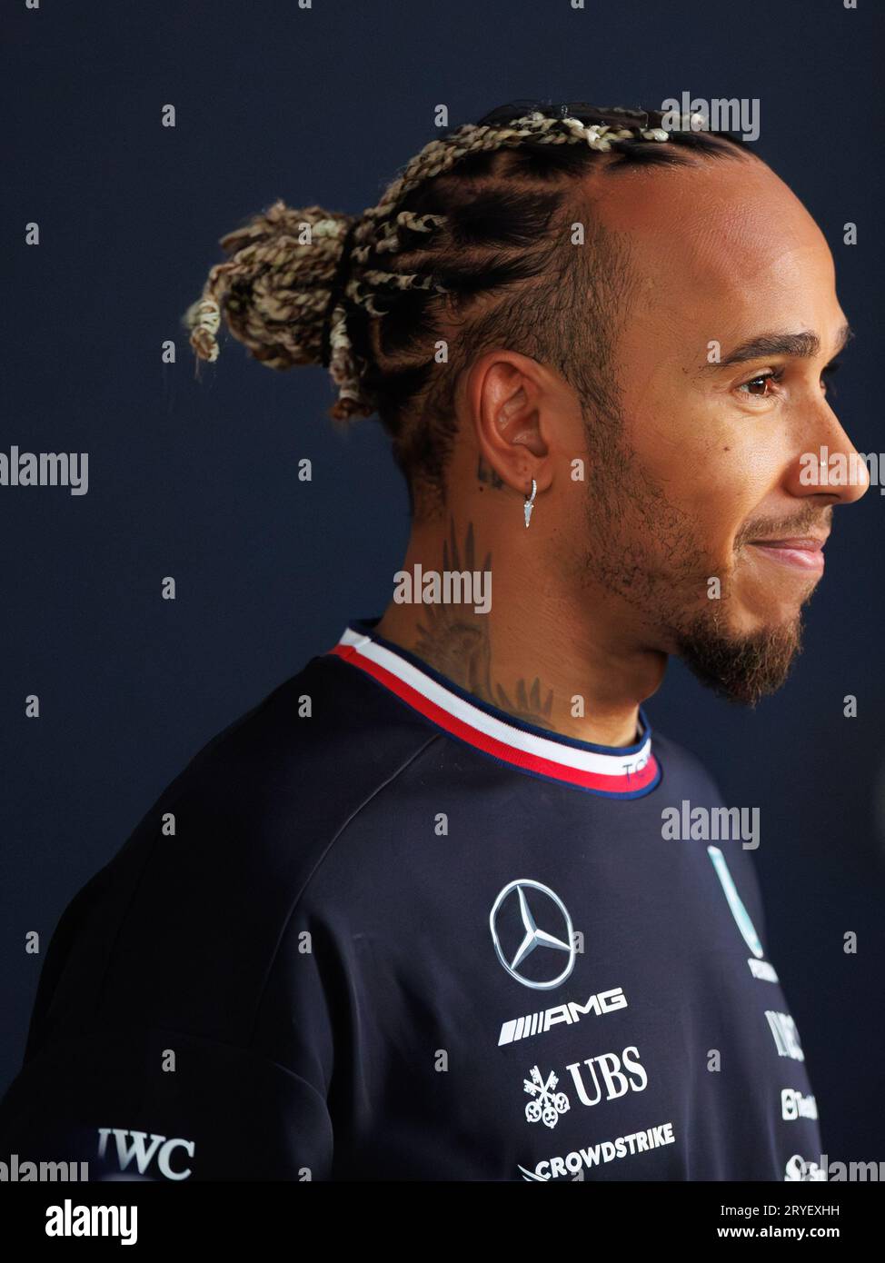 Suzuka Grand Prix Circuit, 1 ottobre 2023: Lewis Hamilton (GBR) del team Mercedes ad un presser durante il Gran Premio di Formula 1 del Giappone 2023. Foto Stock