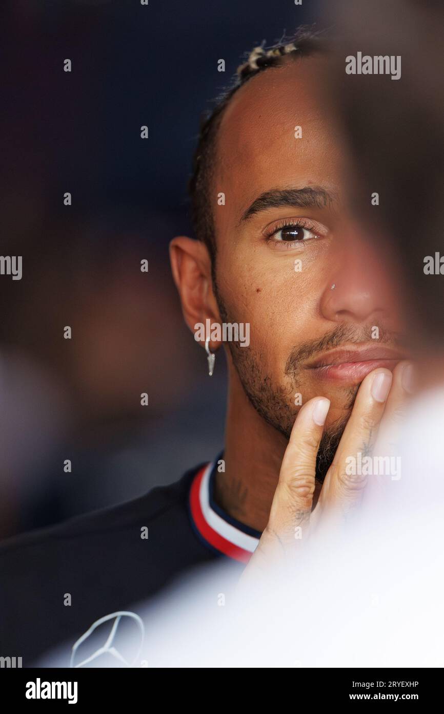 Suzuka Grand Prix Circuit, 1 ottobre 2023: Lewis Hamilton (GBR) del team Mercedes ad un presser durante il Gran Premio di Formula 1 del Giappone 2023. Foto Stock