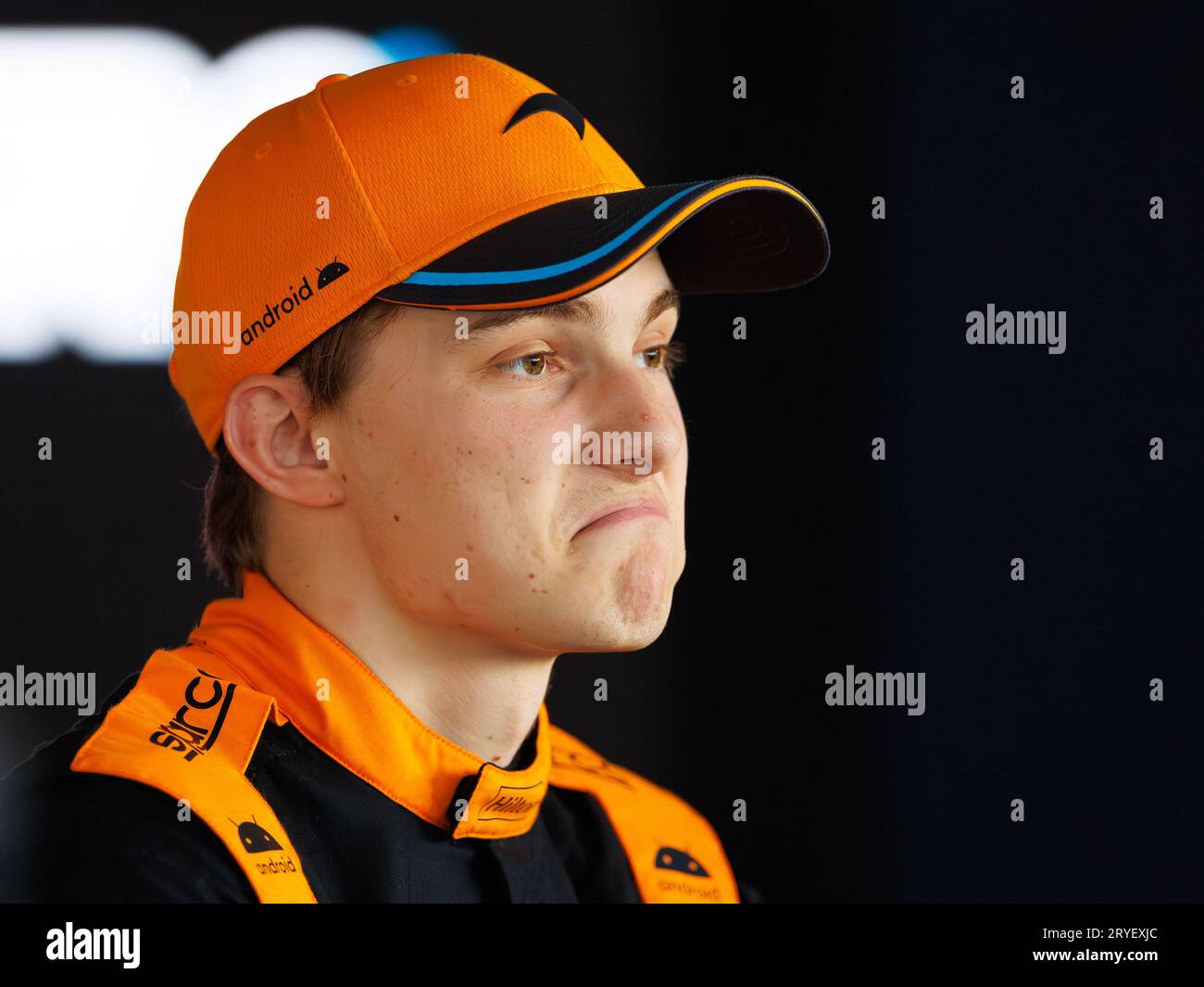 Suzuka Grand Prix Circuit, 1 ottobre 2023: Oscar Piastri (AUS) del team McLaren a presser durante il Gran Premio di Formula 1 del Giappone 2023. Foto Stock