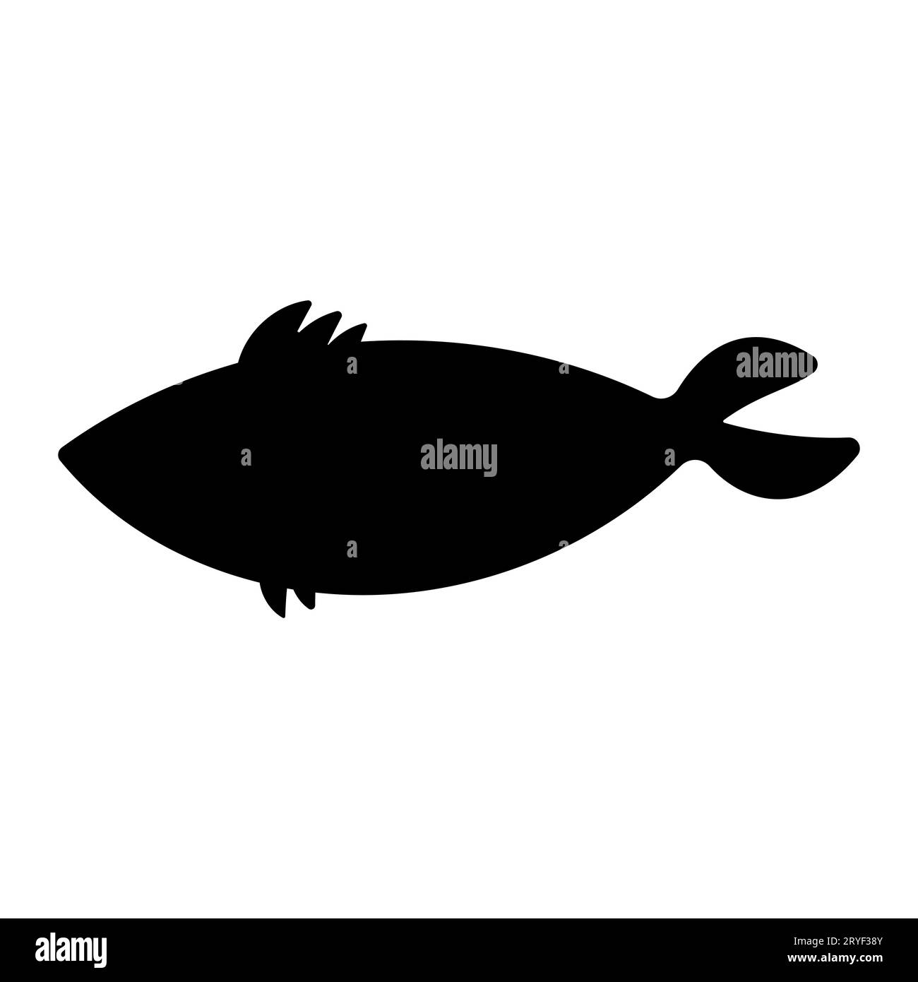 elemento icona fish cook black white swims Illustrazione Vettoriale