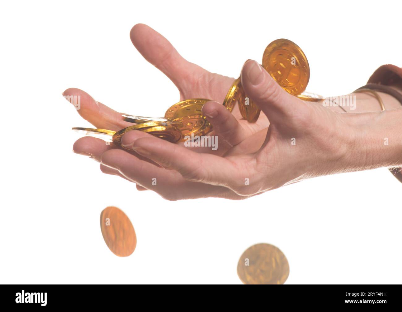 Bitcoin dorati come moneta digitale Foto Stock