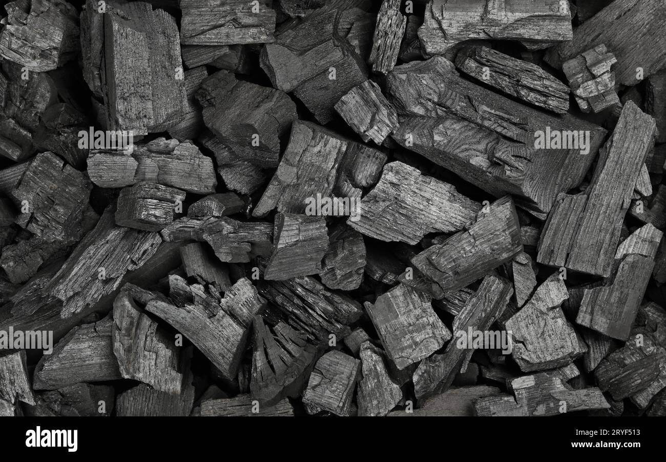 Texture di sfondo di molti pezzi di carbone nero Foto Stock