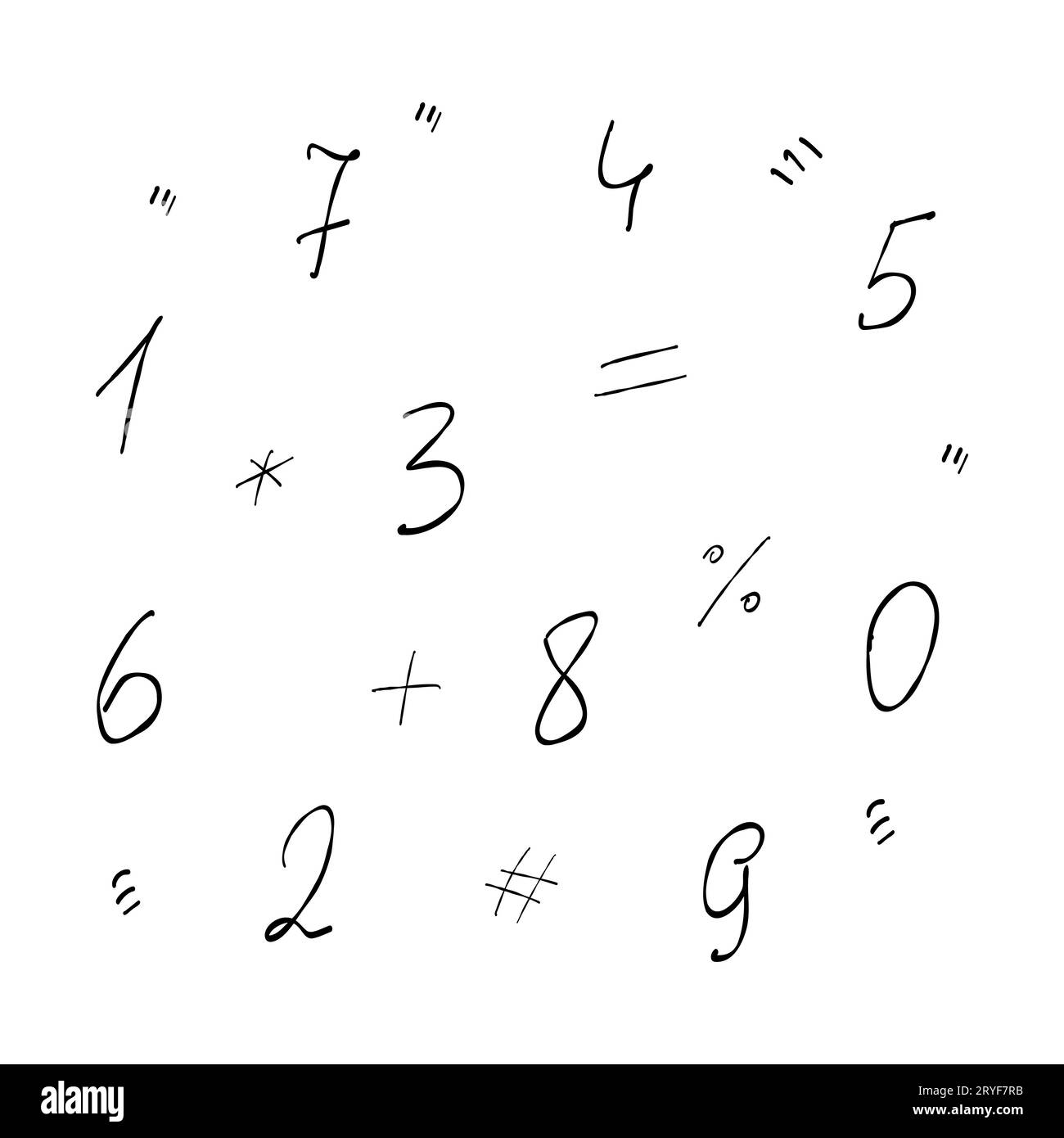 numeri segni matematica economia scarabocchio disegnato a mano Illustrazione Vettoriale