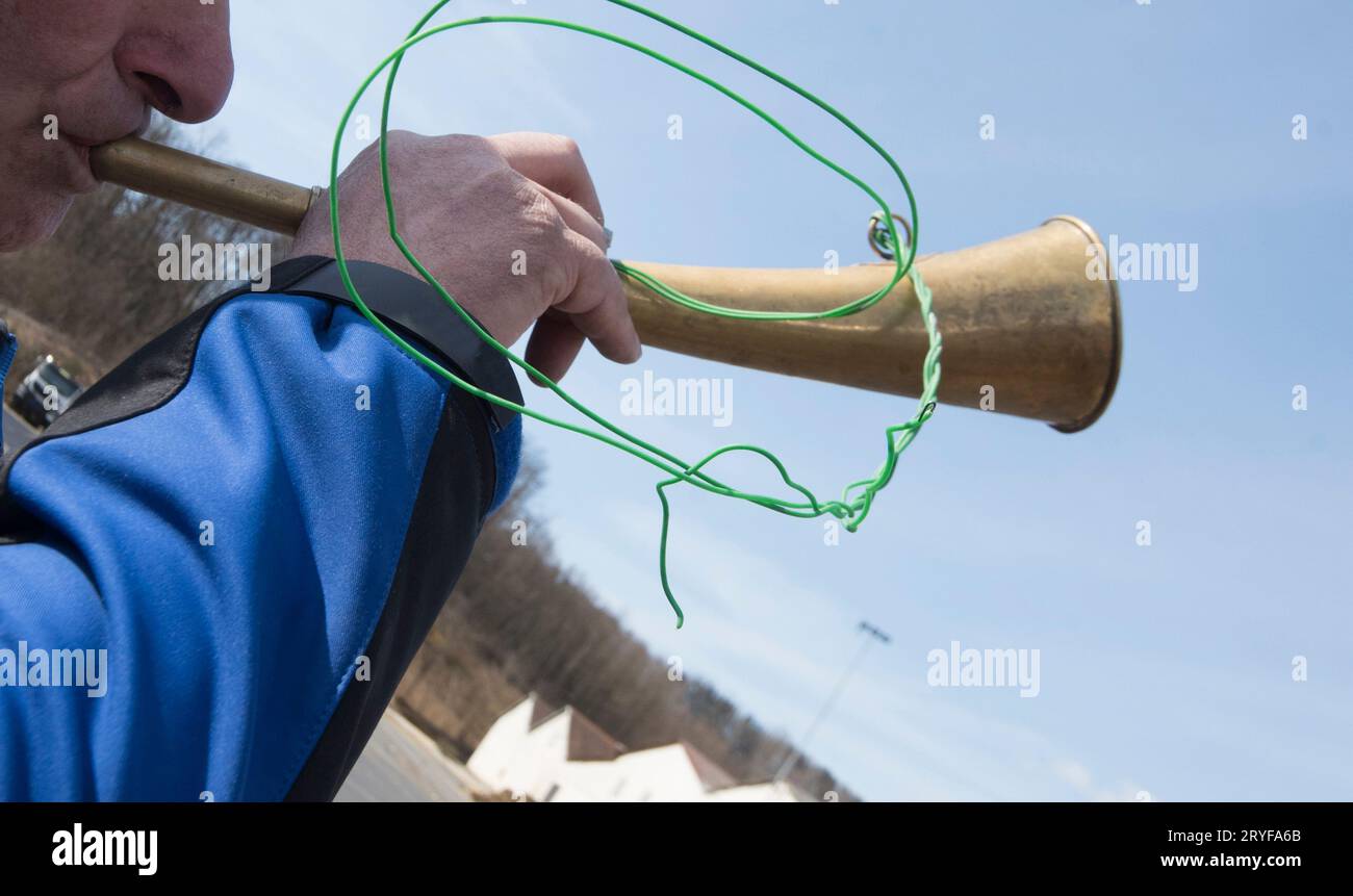 Segnale di esplosione prima di un'esplosione Foto Stock