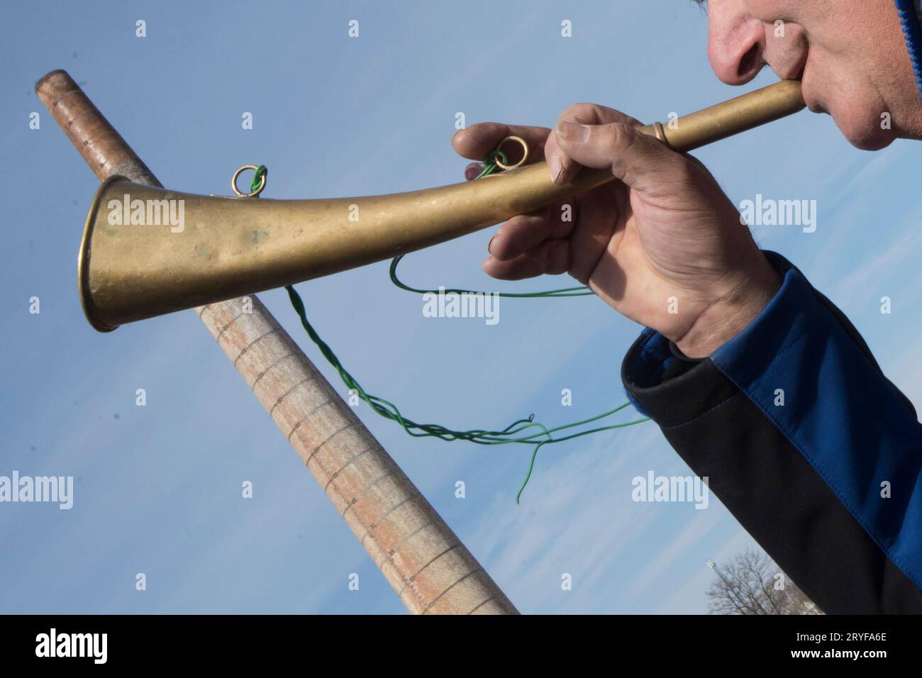 Segnale di esplosione prima di un'esplosione Foto Stock
