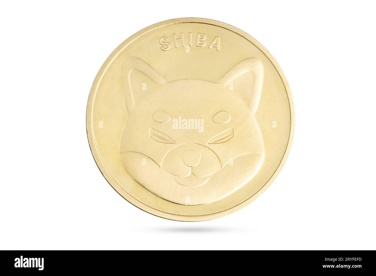 Moneta Shiba isolata su sfondo bianco. Criptovaluta Foto Stock