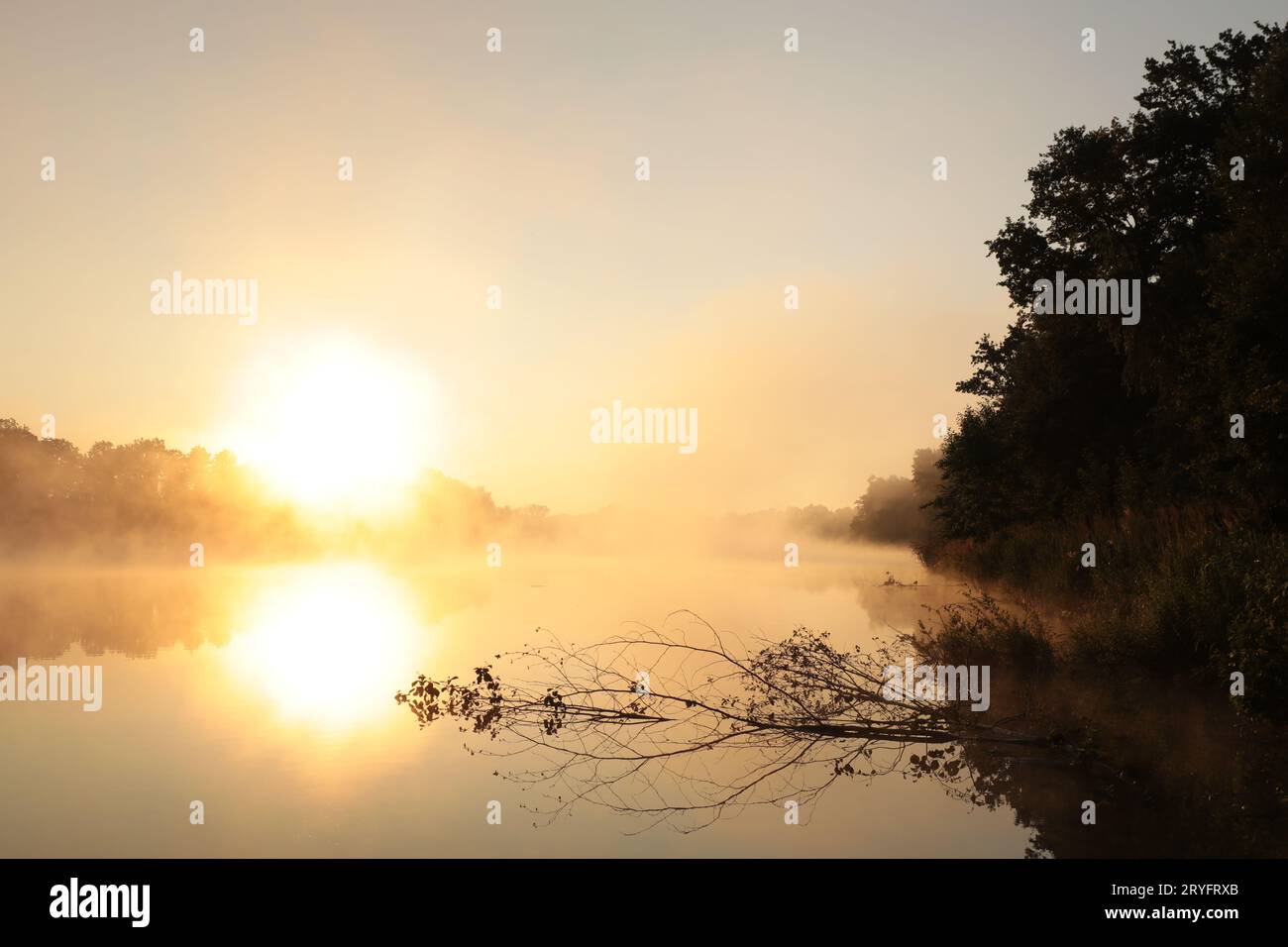 Alba sul lago Foto Stock