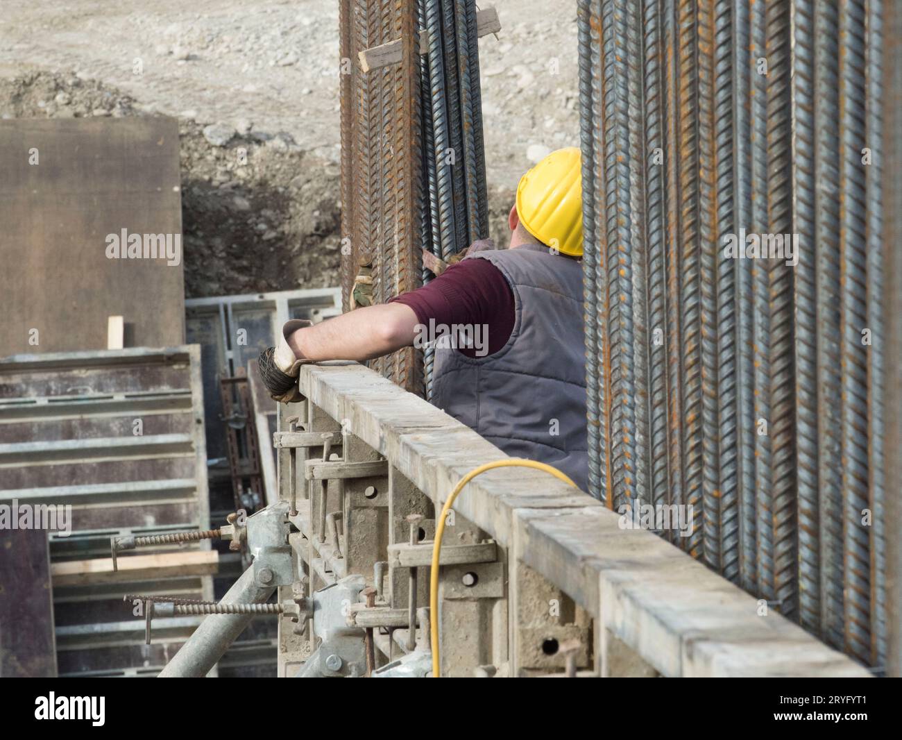 Rinforzo e acciaio strutturale nelle costruzioni Foto Stock