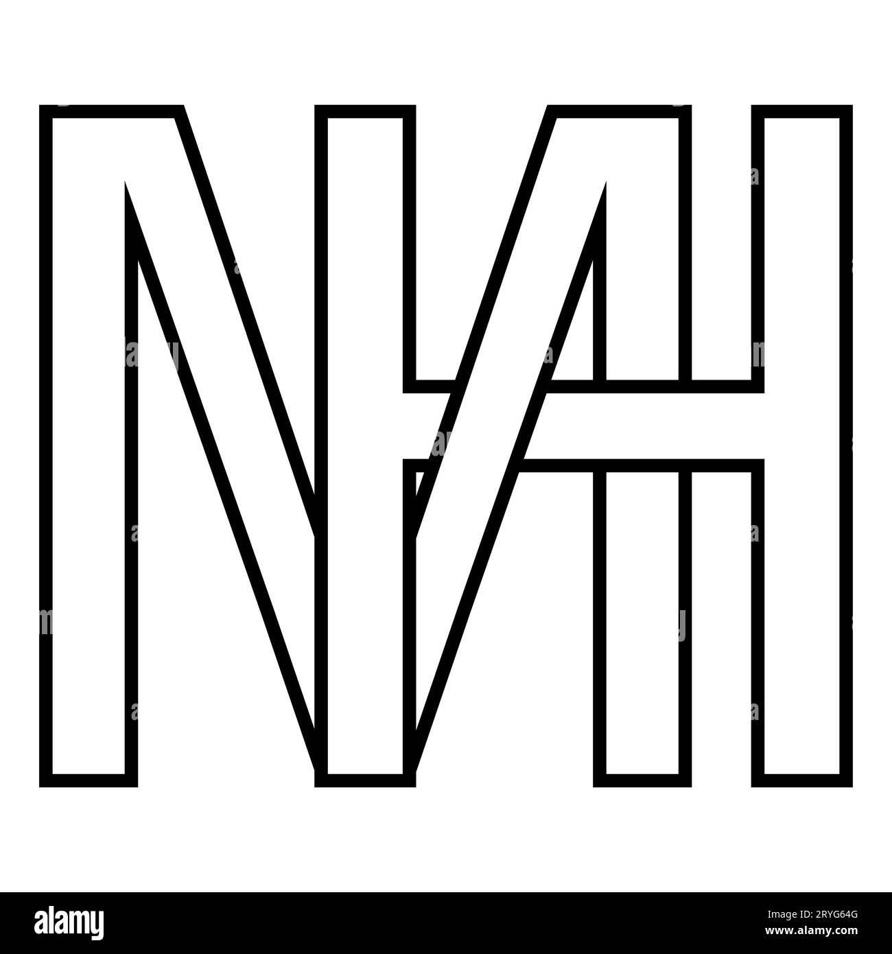 Simbolo logo icona mh hm lettere doppie logotipo m h Illustrazione Vettoriale