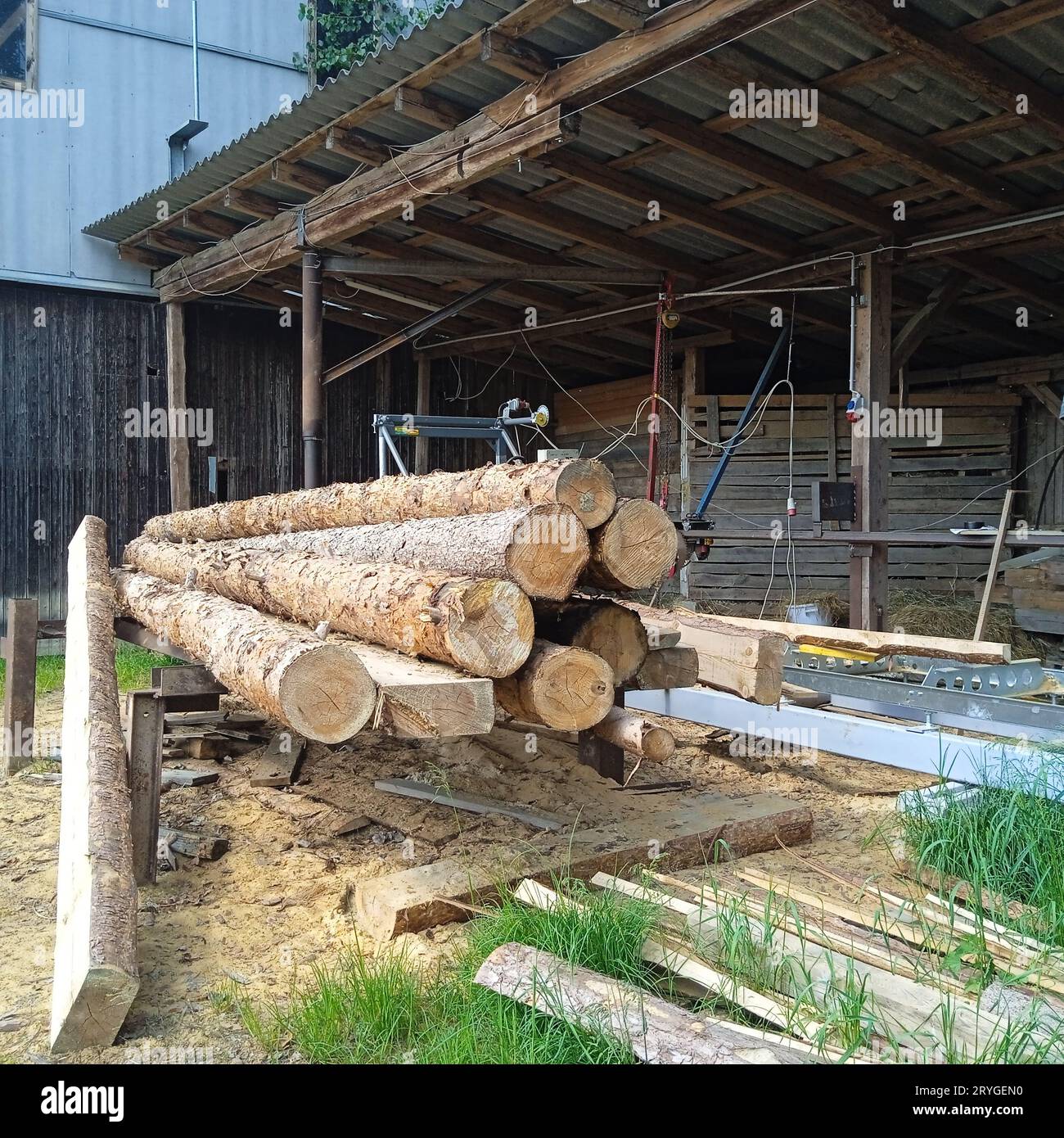 Costruzioni in legno nell'industria edile Foto Stock