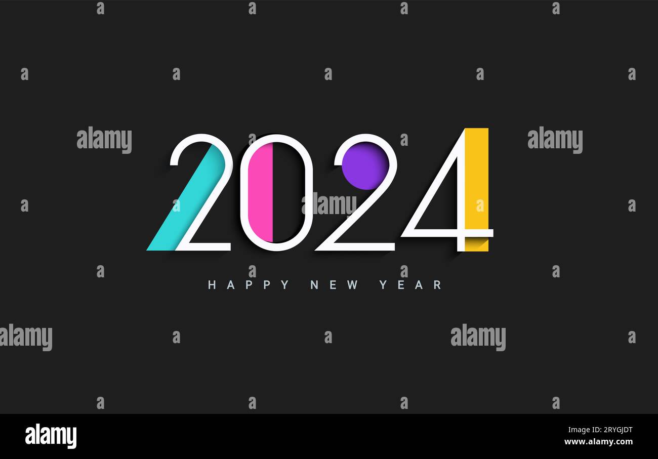 Banner scuro Capodanno 2024, volantino buone feste. Illustrazione Vettoriale